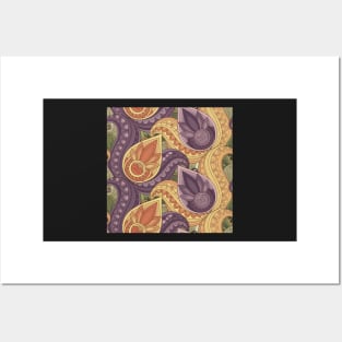 Floral Pattern with Yellow and Violet Flowers Posters and Art